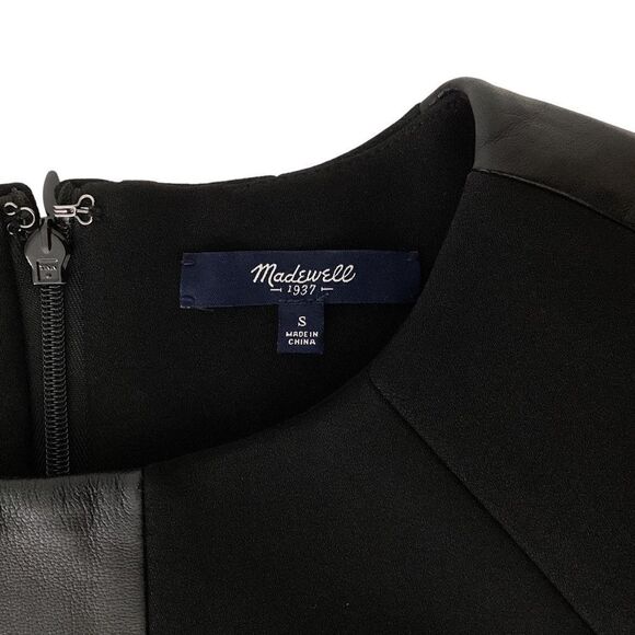 MADEWELL Women’s Small S Leather Insert Trim Black Longsleeve Top Shirt Madewell - Picture 6 of 14